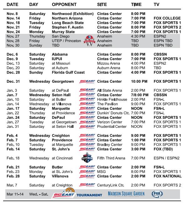 2014-2015 Schedule announced!!!